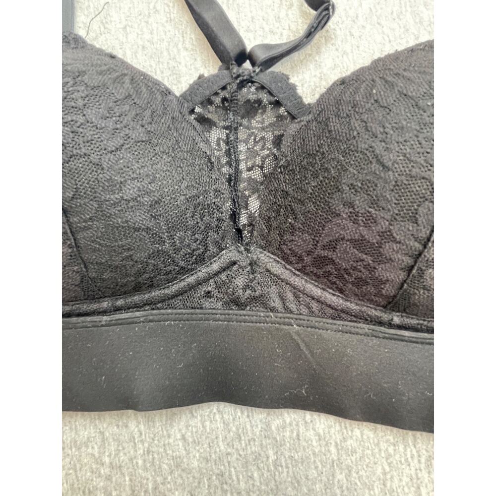 Victorias Secret Pink Bra Womens M Lightly Lined‎ Black Lace Underwire Racerback - Picture 3 of 8